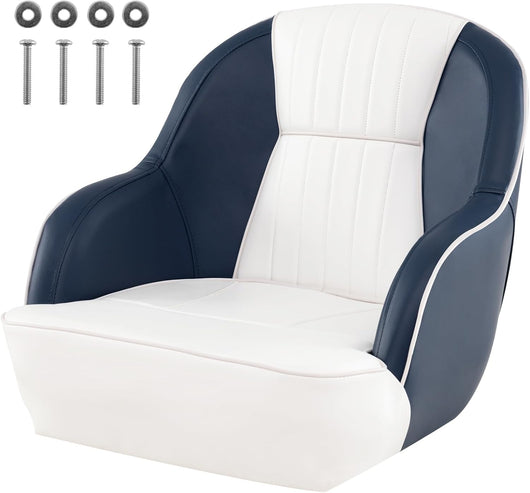 Sedia da Barca, Sedile da Barca con Schienale Avvolgente, Imbottitura Spessa in Spugna, Pelle PVC Impermeabile, Braccioli, Viti di Montaggio, 59 x 55 x 51 cm