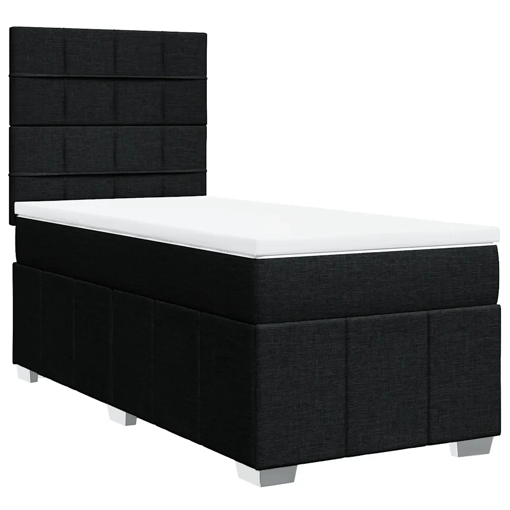 Letto singolo | Letto per adulti | Giroletto a Molle con Materasso Nero 80x200 cm inTessuto