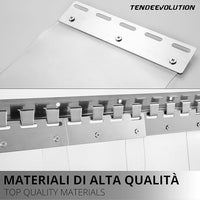 Porta Industriale a Strisce Flessibili in PVC Trasparente 3m x 4m | Ottimo Isolamento Termico | Profilo e Piastre in Acciaio Inox