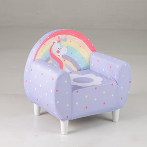 Divano per Bambini a Forma di Unicorno 55 x 40 x 55cm, Poltrona Imbottita con Tessuto Elastico Traspirante e Riempimento in Spugna, Mobile Moderno per Cameretta (Lilla)
