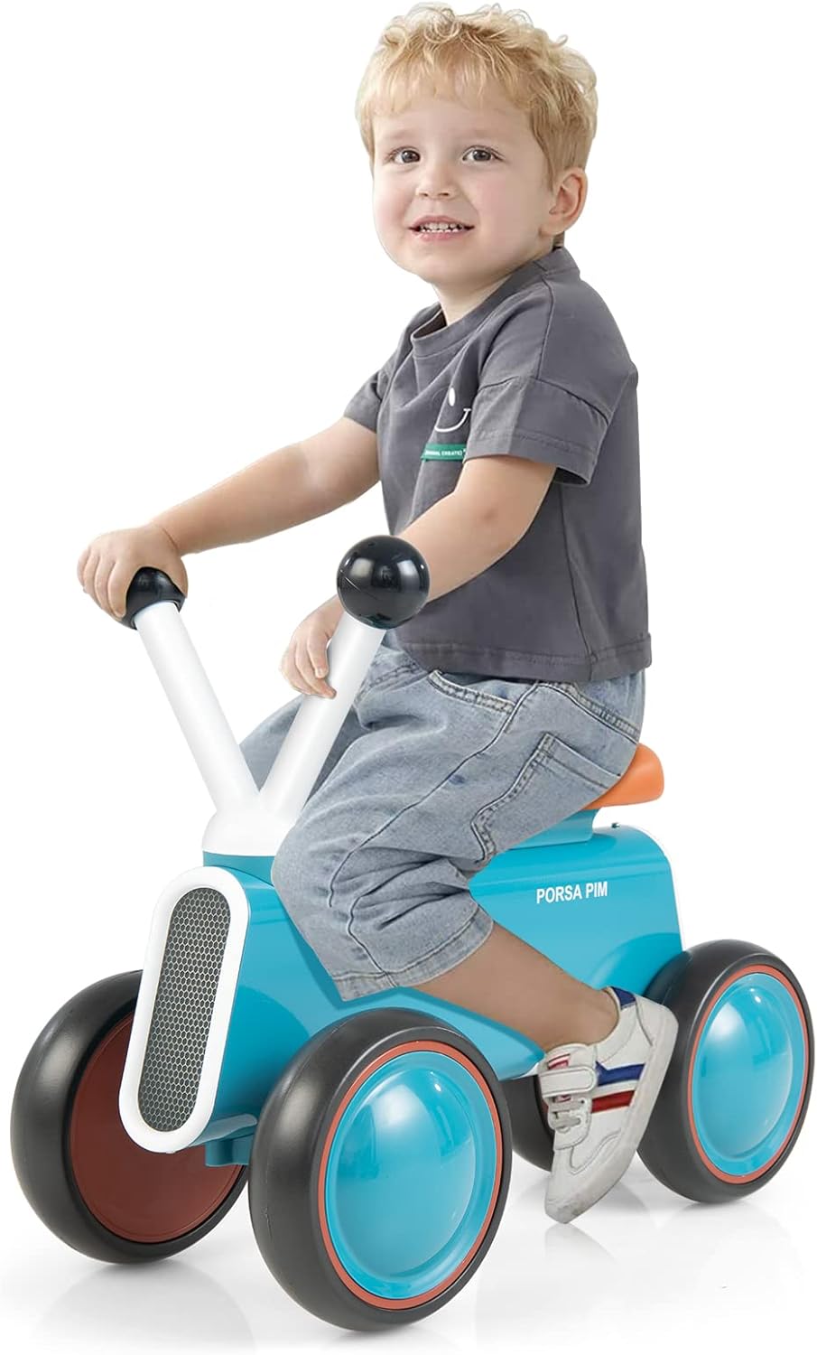 Bicicletta senza Pedali per Bambini, Giocattolo da Guida con 4 Ruote, Telaio in Lega di Alluminio, Bici Equilibrio per Bambini 10-24 Mesi