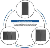Paravento da Interno in Metallo, Separé Divisorio Interno Pieghevole con Piedini Stabili, Pannelli Divisori per Interni per Casa e Ufficio, 260 x 183cm, 3 Pannelli, Grigio