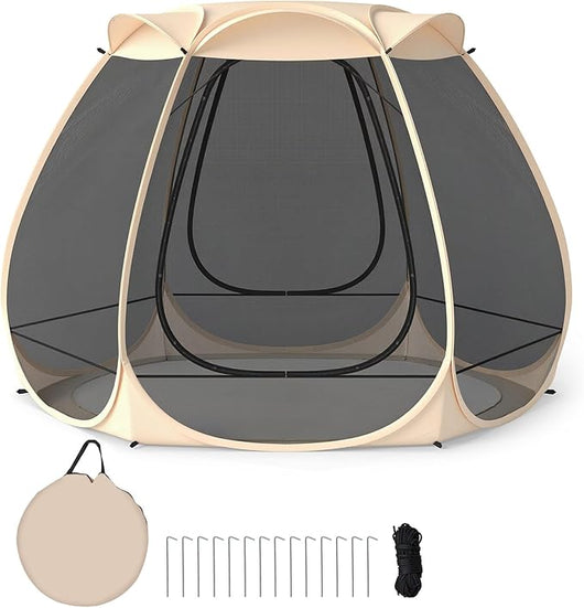 Tenda a Rete Pop Up per 4-6 Persone, 310 x 270 CM, Tenda da Campeggio Pieghevole con Zanzariera, Borsa Portatile, per Famiglie, Campeggio e Giardino