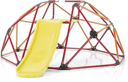 Cupola di Arrampicata, Struttura per Arrampicata con Scivolo, Capacità di Carico di 180 KG, per Bambini da 3 a 10 Anni, Ideale per Palestra, Cortile e Giardino (Stile 2 Arancione)