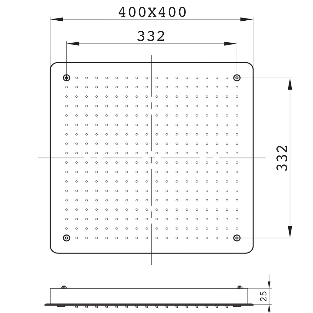 Ogomondo soffione doccia a soffitto installazione da incasso quadro nero *** confezione 1
