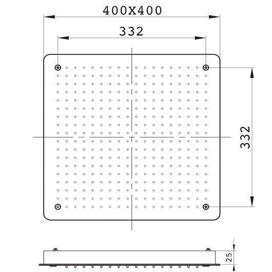 Ogomondo soffione doccia a soffitto installazione da incasso quadro nero *** confezione 1