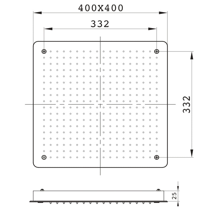 Ogomondo soffione doccia a soffitto installazione da incasso quadro nero *** confezione 1