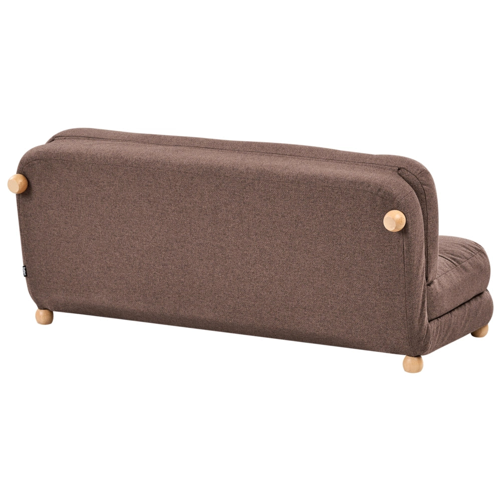 Divano letto marrone rivestimento in finto lino gambe in legno 2 posti funzione letto trapuntato soggiorno camera da letto camera degli ospiti