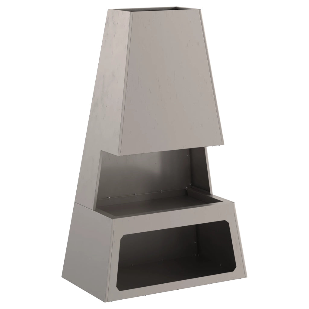 Focolare con deposito per tronchi 60x35x100 cm in acciaio resistente alle intemperie