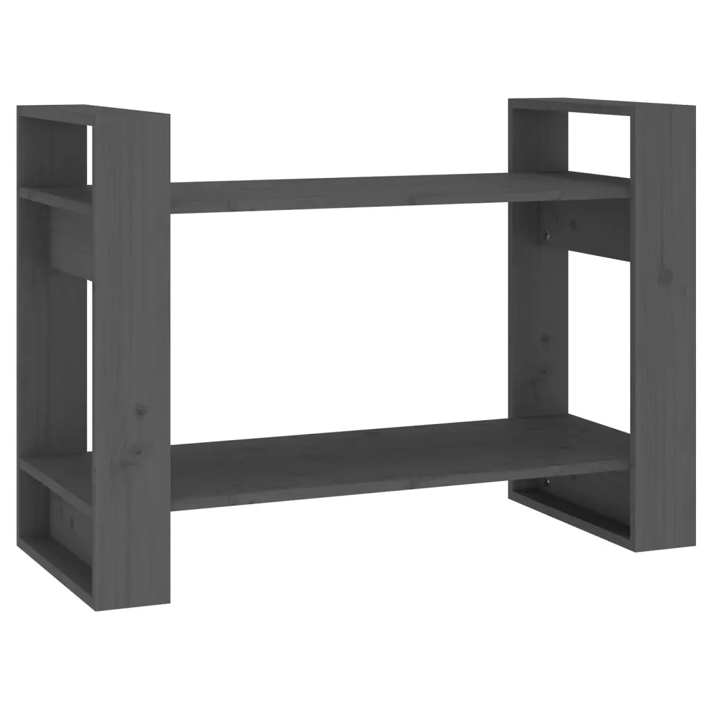 Libreria Divisorio-Scaffale per Libri-Mobile di Stoccaggio Grigio 80x35x56,5 cm Legno Massello di Pino