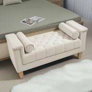 PANCA Imbottita con braccioli 115 x 44 x 58 cm Beige in poliestere