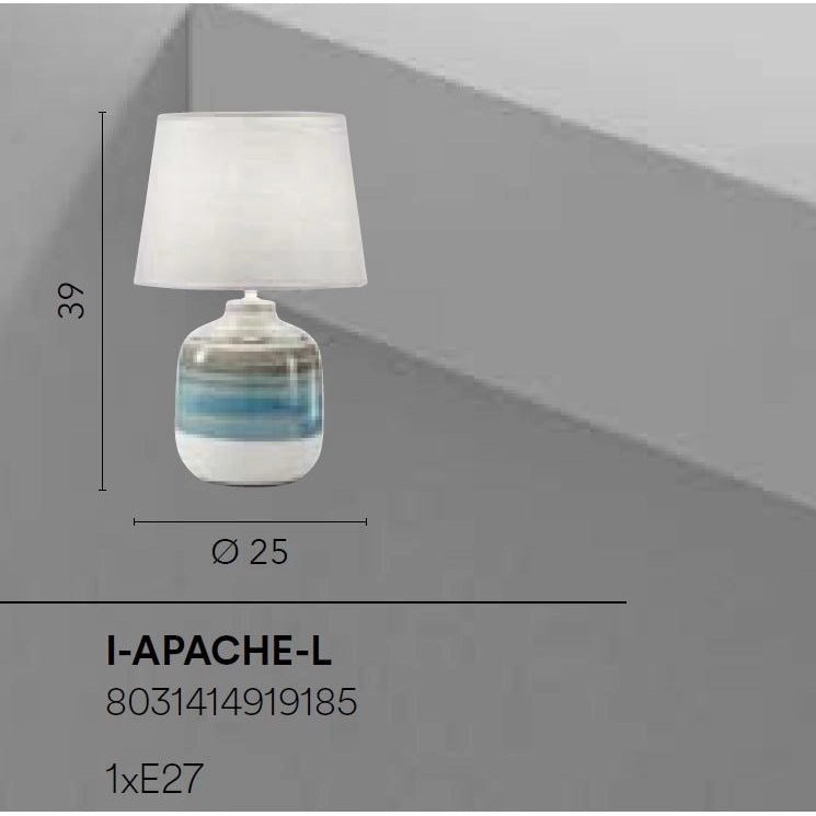 LAMPADA DA TAVOLO APACHE E27 D.25XH39CM AZZURRA.