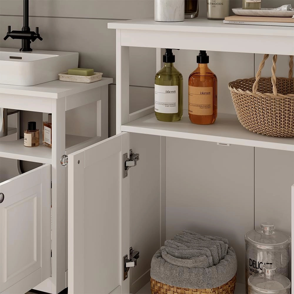 mobiletto bagno Vanity, Bianco, 60 x 85 cm, per la conservazione di articoli da bagno e asciugamani