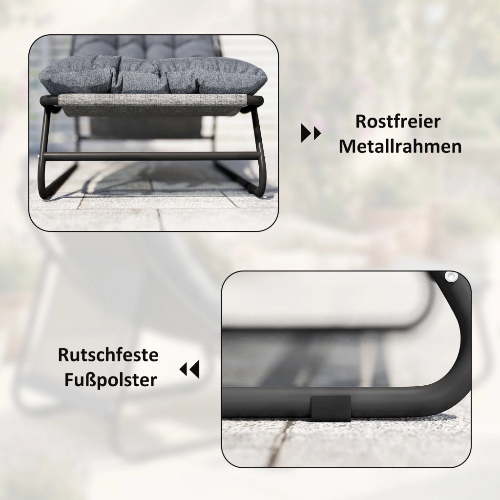 Poltrona da giardino con poggiapiedi ¨C zephmum ¨C tessuto scuro 13 cm spessore