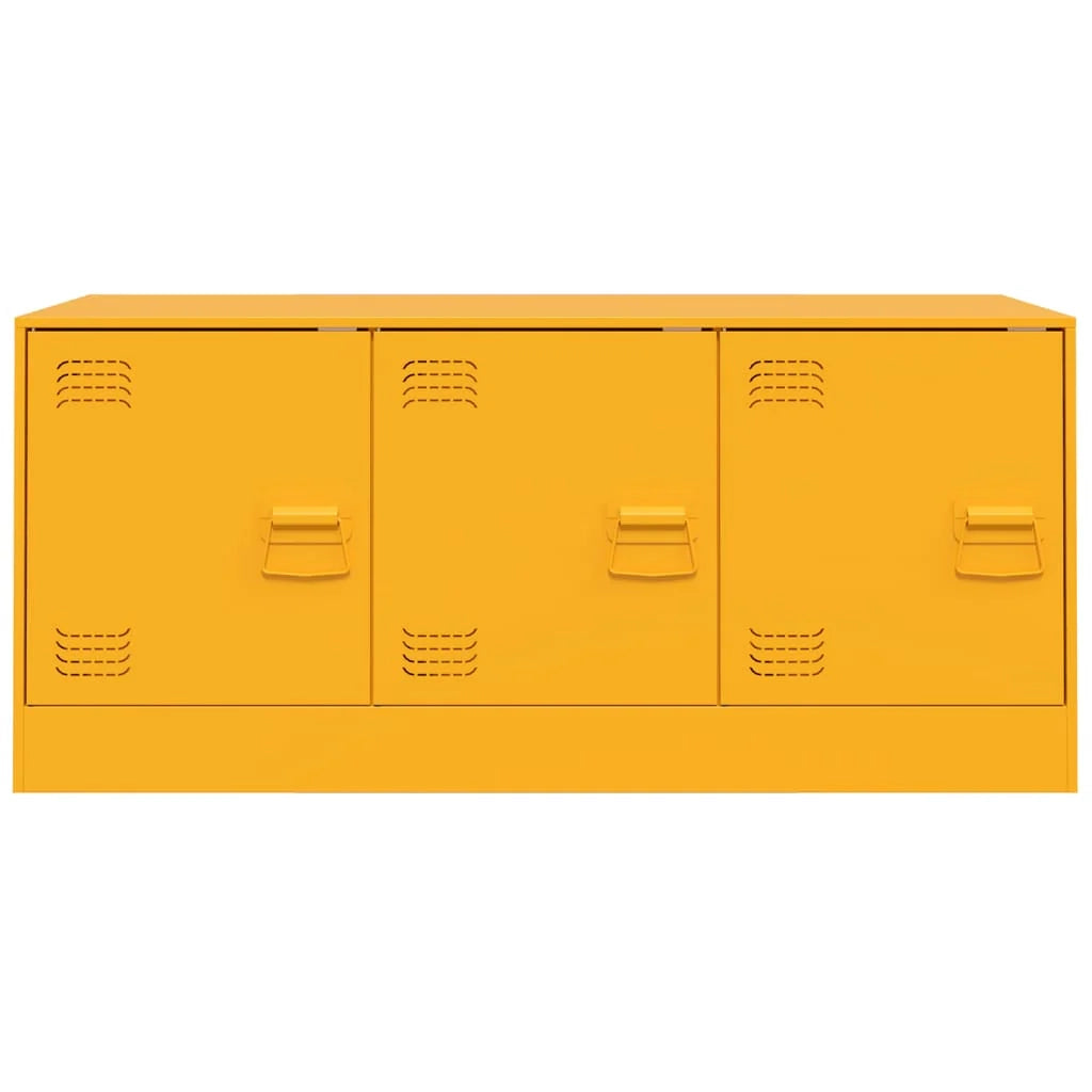 Mobile TV multimediale mensola TV credenza TV sala da pranzo soggiorno camera da letto giallo senape 99 x 39 x 44 cm acciaio giallo 02_0027674
