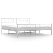 Letto matrimoniale | Letto per adulti | Giroletto con Testiera e Pediera Metallo Bianco 183x213 cm