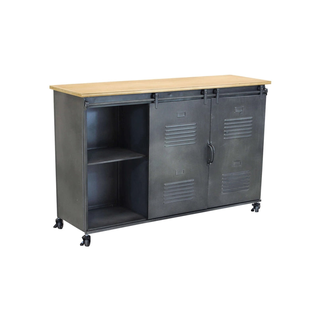 Madia per soggiorno Industrial in Acciaio Legno cm 116x40x77 - RUDOLPH