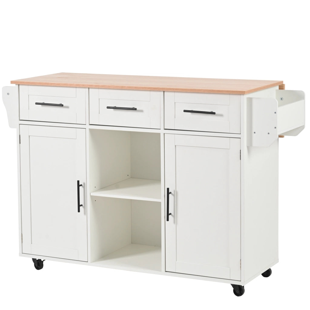 Carrello da cucina con piano pieghevole, bianco, 139x46(71)x91,5 cm, con ruote e gambe in legno massello