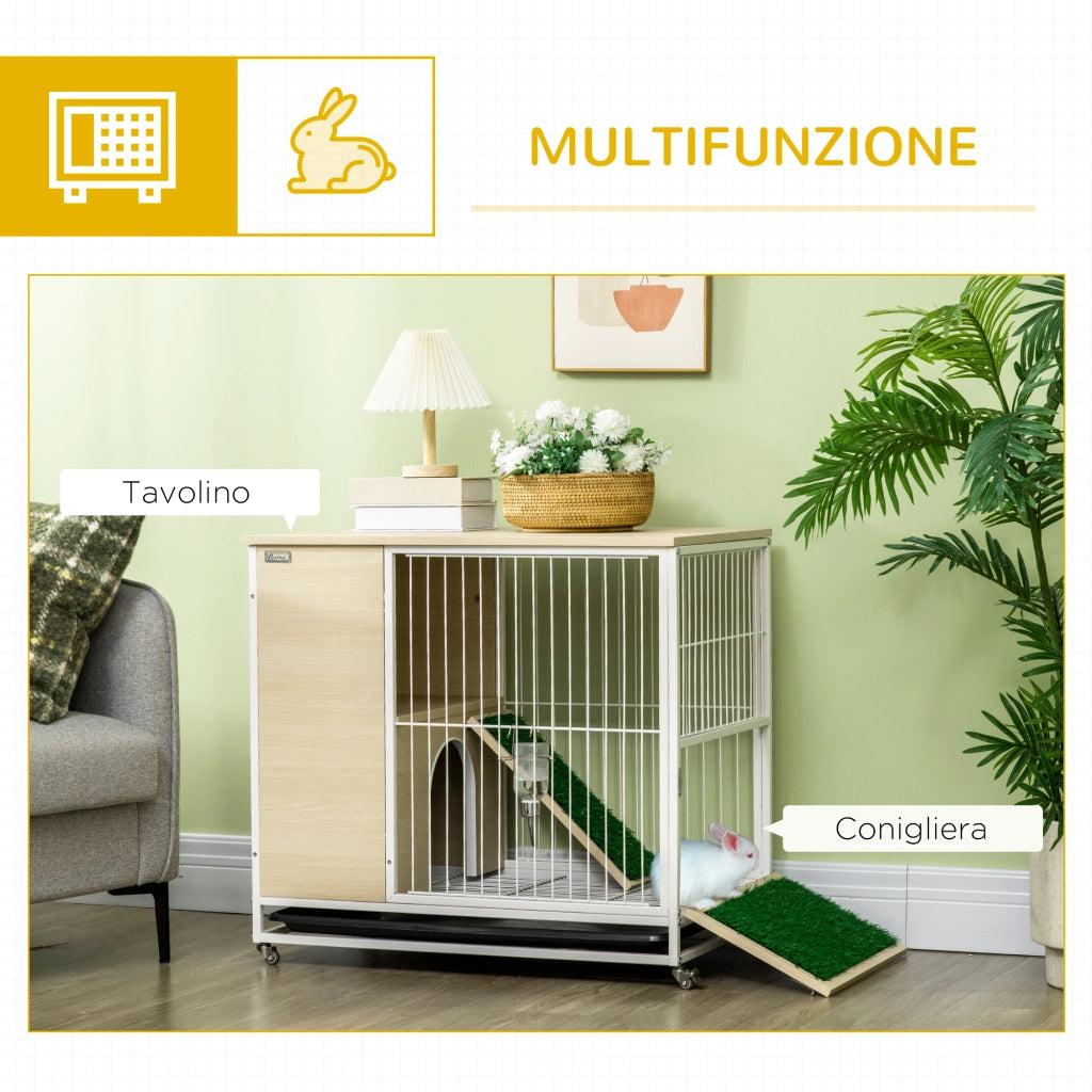 Gabbia per Conigli con Serbatoio d'Acqua e Vassoio ¨C Zephmum ¨C 78x52.5x76.5 cm