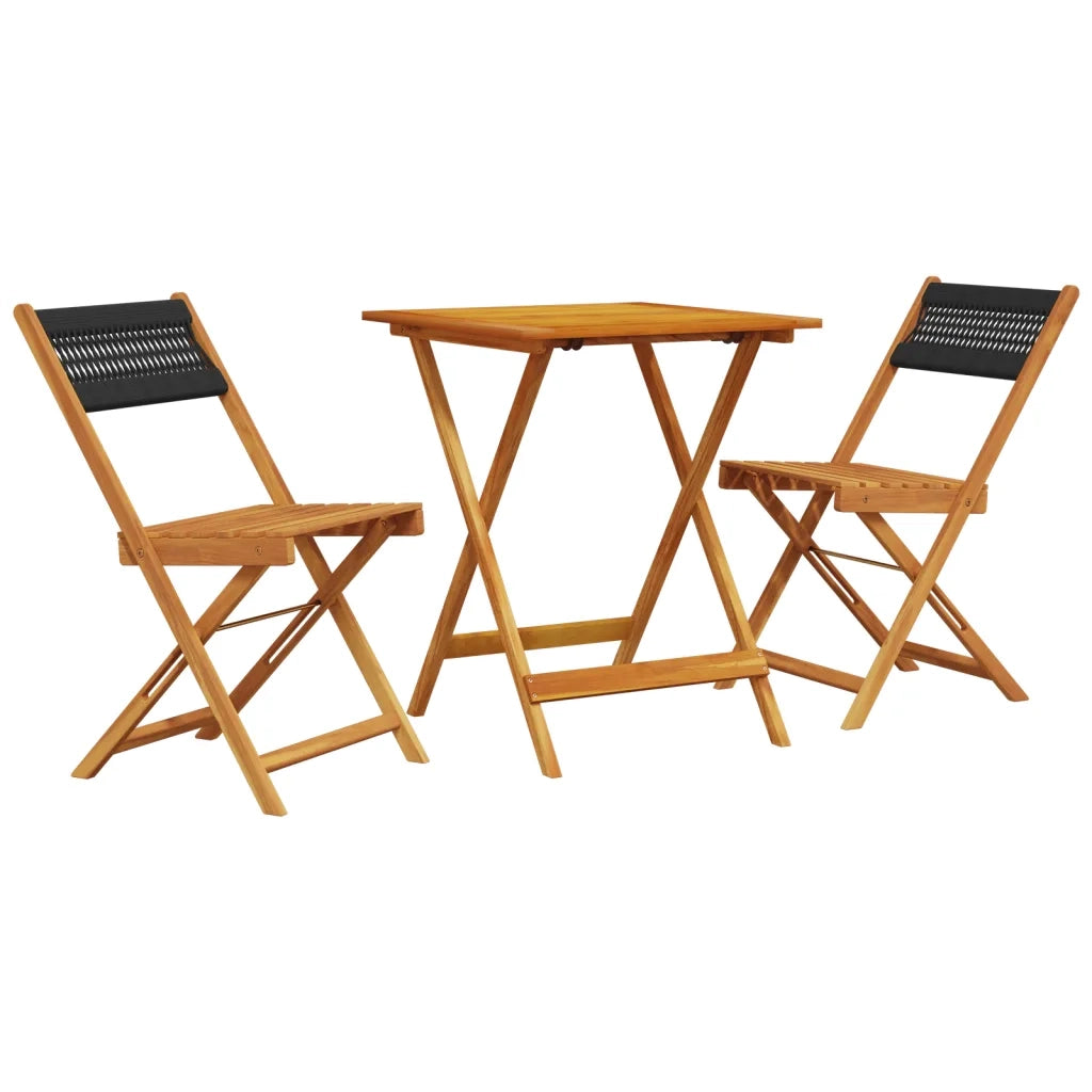 Set da Bistrot 3pz Nero in Polipropilene e Legno Massello 3281757