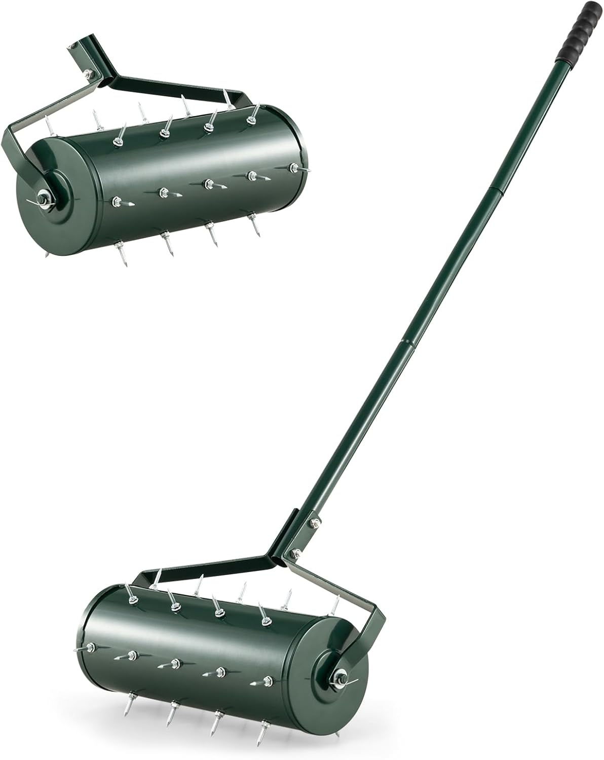 Arieggiatore Giardino 44/53 CM, Arieggiatore da Prato con Manico Rimovibile e Punte per Allentamento del Terreno, Arieggiatore Manuale per Prato, Giardino e Cortile (44 x 128 cm Verde)