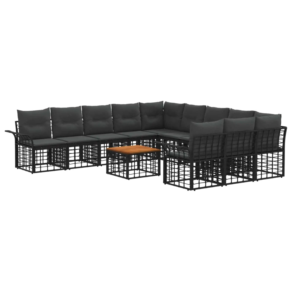 Set di divani da esterno 12 pcs Nero e Grigio scuro Poliestere 3437783