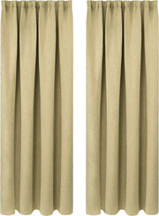Tendaggi in Lino - 2 pezzi - 100% Poliestere - Tendiglio/Tendaggio/Vetrata - Oscurante e Termoisolante - Beige - 135x175cm