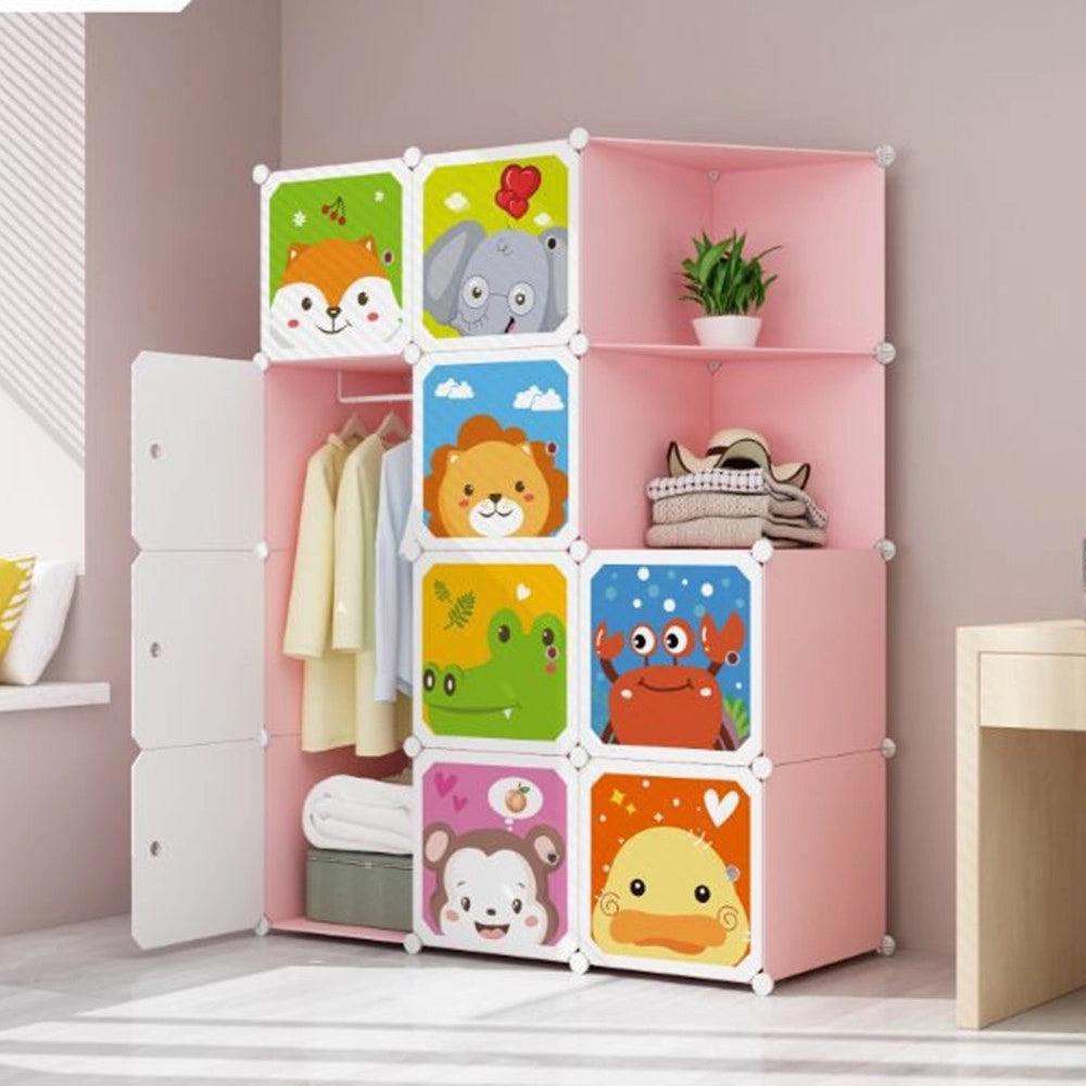 Trade Shop - Armadio Guardaroba Modulare A 10 Cubi Con Ante Decorate Appendiabiti Personalizzabile -