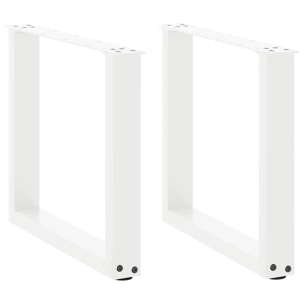Set di 2 gambe per tavolino a forma di U 50 x 42-43 cm con piedini regolabili design moderno acciaio bianco 02_0057397