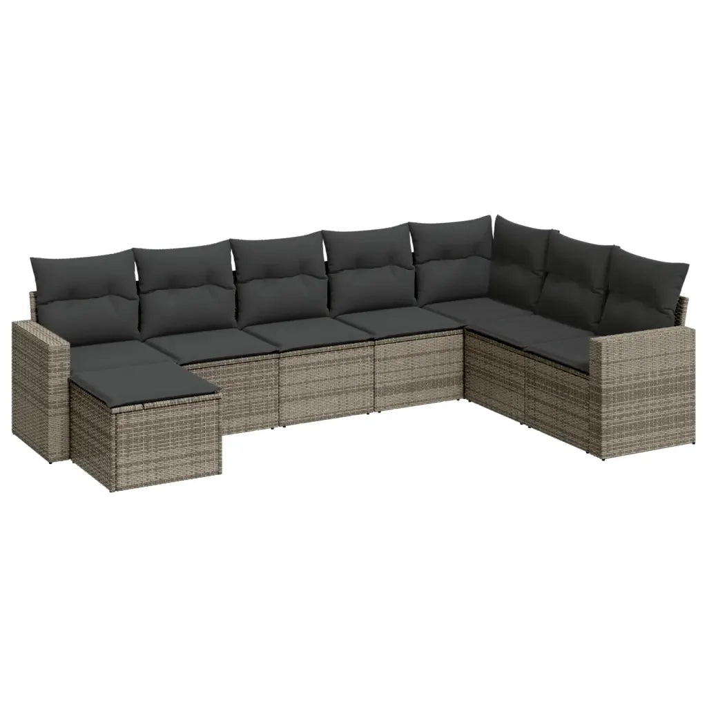 Set Divano da Giardino 8 pz con Cuscini Grigio in Polyrattan 3219350