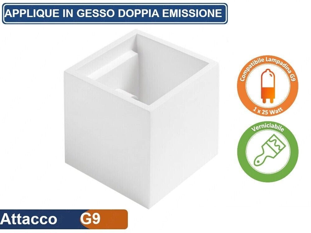 Applique in gesso dal design moderno con forma di cubo attacco per lampadine G9