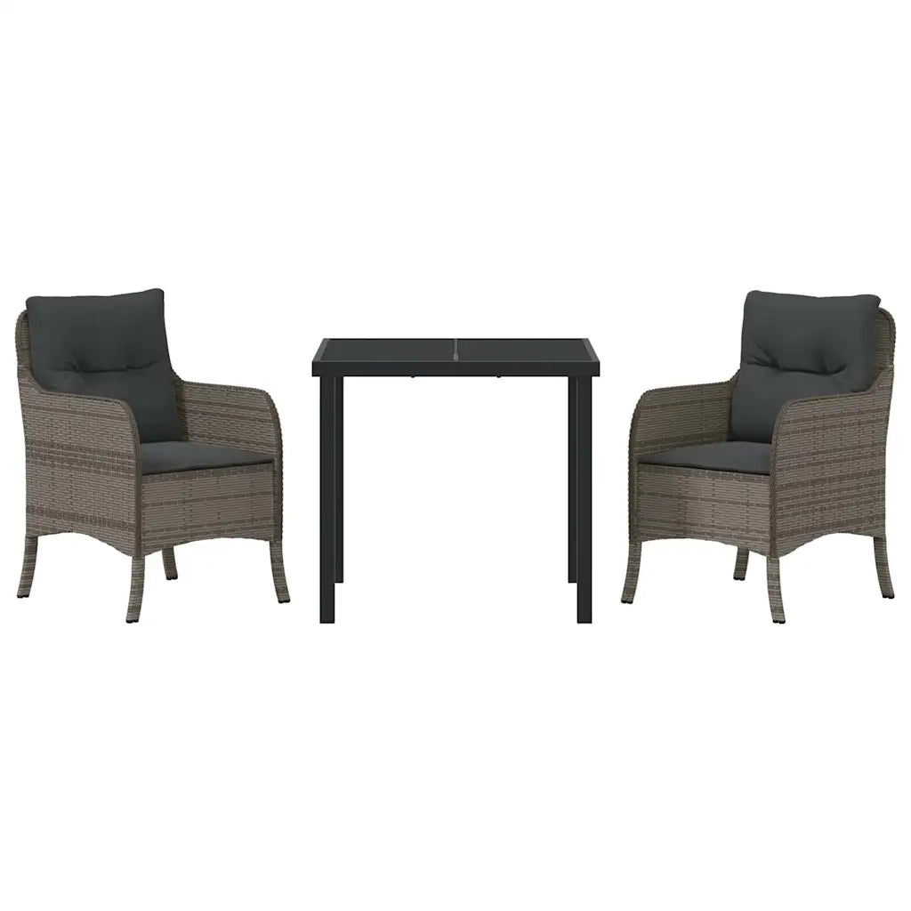 Set da Pranzo per Giardino con cuscino 3 pcs Grigio polyrattan 3380162