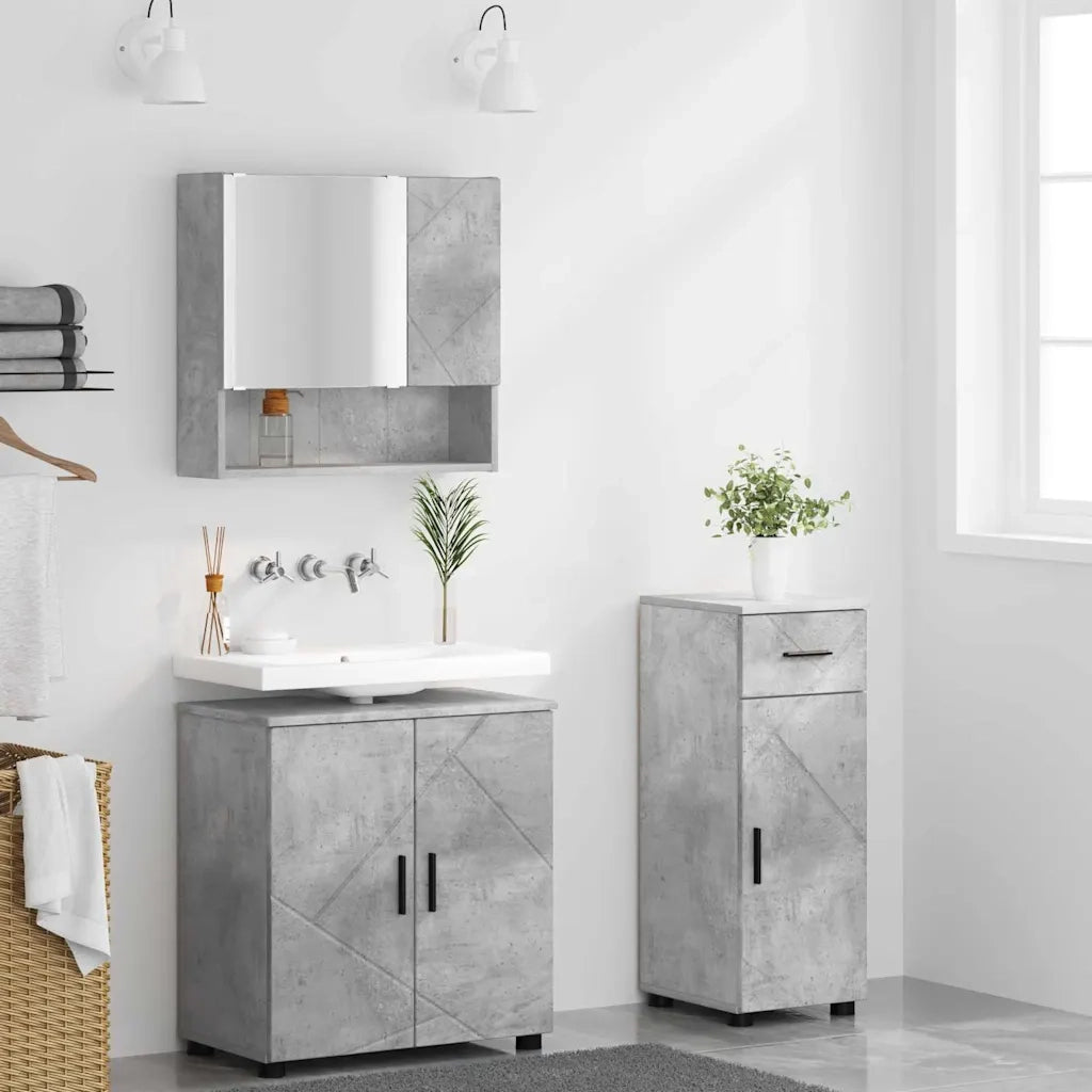 Set di mobili per il bagno con cassetto 3 pcs Grigio cemento 3392956