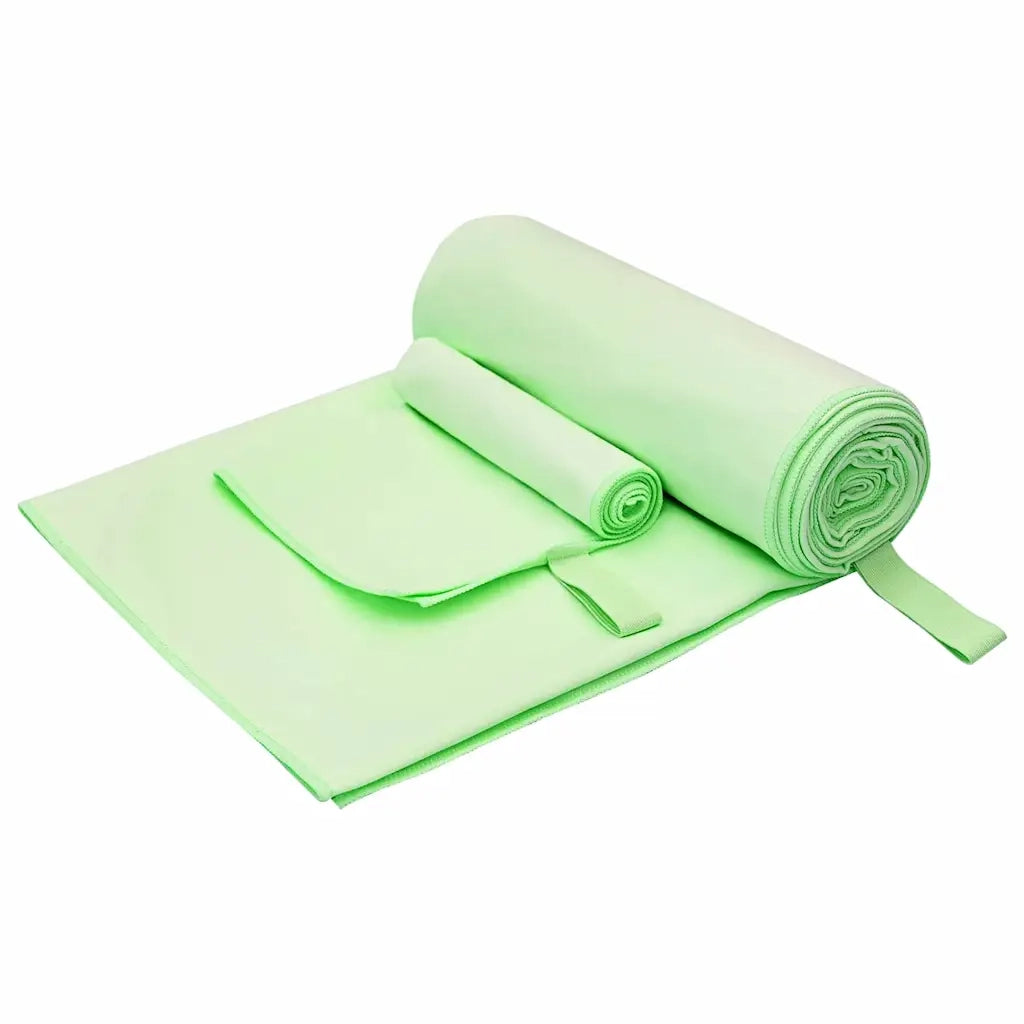 Set di Asciugamani Sportivi 2 pcs Verde Tessuto