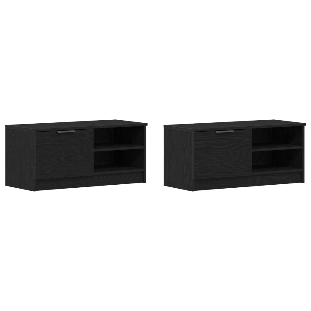 Mobile TV  2 pezzi Nero Rovere 80x35x36,5 cm Legno ingegnerizzato