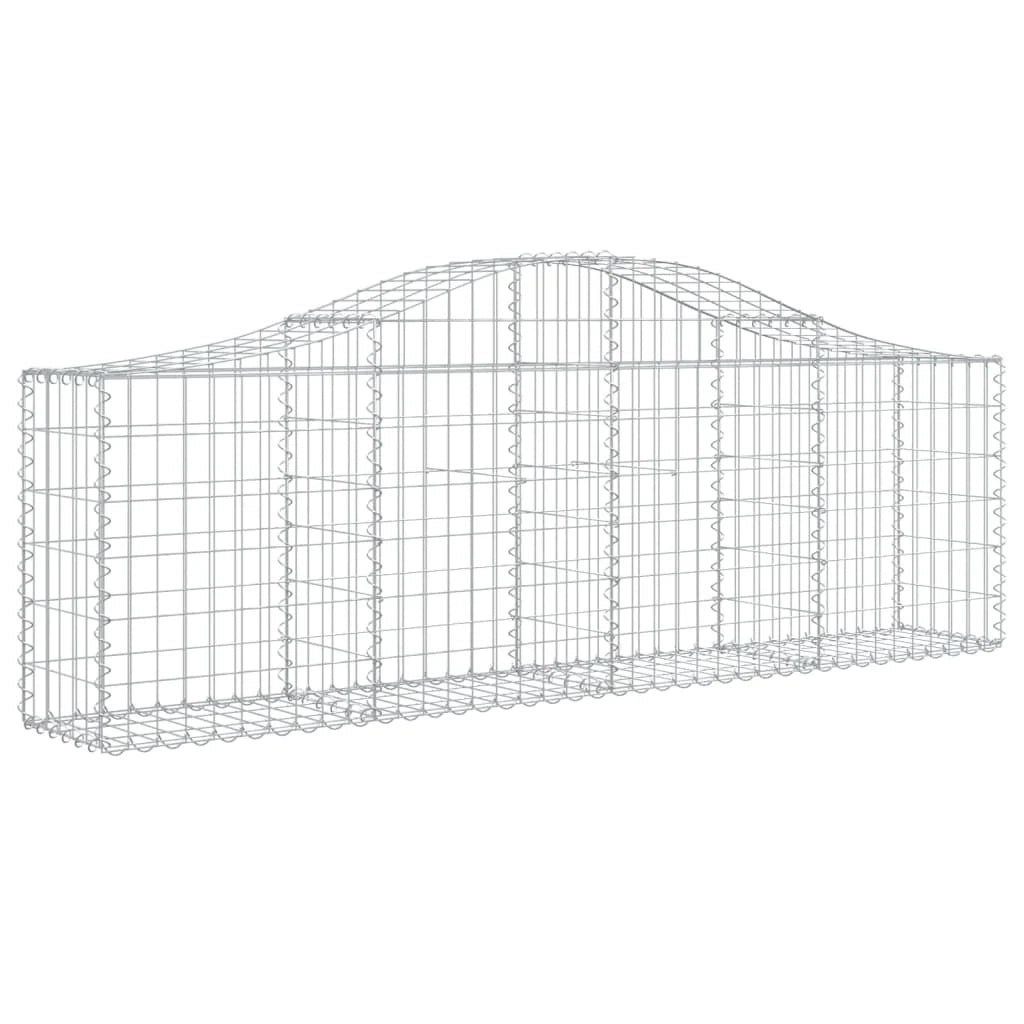Cestini gabbioni recinzione a gabbia muro di contenimento ad arco 7 pezzi 200 x 30 x 60/80 cm ferro zincato argento 02_0041078