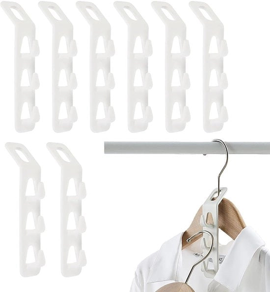 Set di appesi per abiti spazienti con 8 appesi - Appesi per abiti per vestiti a manica lunga - Organizzatore multifunzionale - Materiale in plastica durevole - Flessibile e regolabile