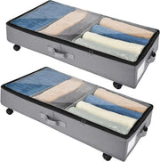 Commode da letto 2 pezzi con ruote 360° rotazione e telaio metallico cassetto pieghevole per stoffe, abiti, scarpe e coperte