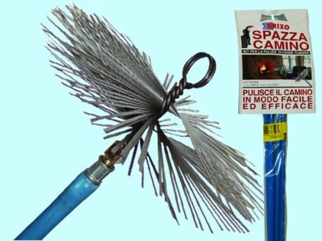 BRIXO Kit spazzacamino: Asta 8,40 + scovolo Ø 250, Abrasiva, Singola fila annodata, Metallo, 1 Count