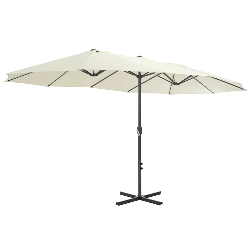 Ombrellone da esterno e palo in alluminio 460 x 270 cm sabbia 02_0008297