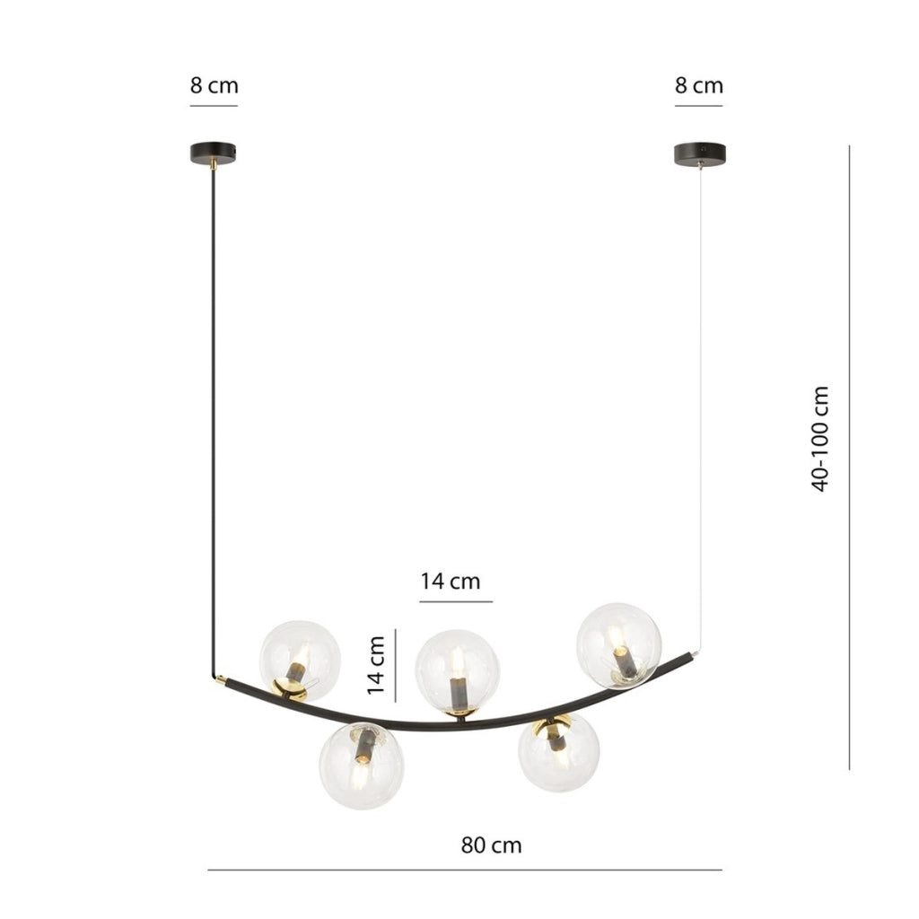 Lampada a sospensione RITZ in acciaio nero e vetro