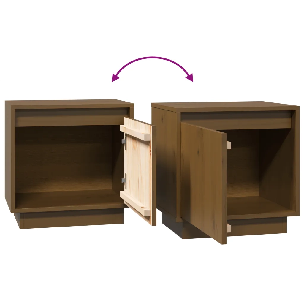 Comodini 2 pz-Set di 2 Tavolino da notte Ambra 40x30x40 cm in Legno Massello di Pino 337843