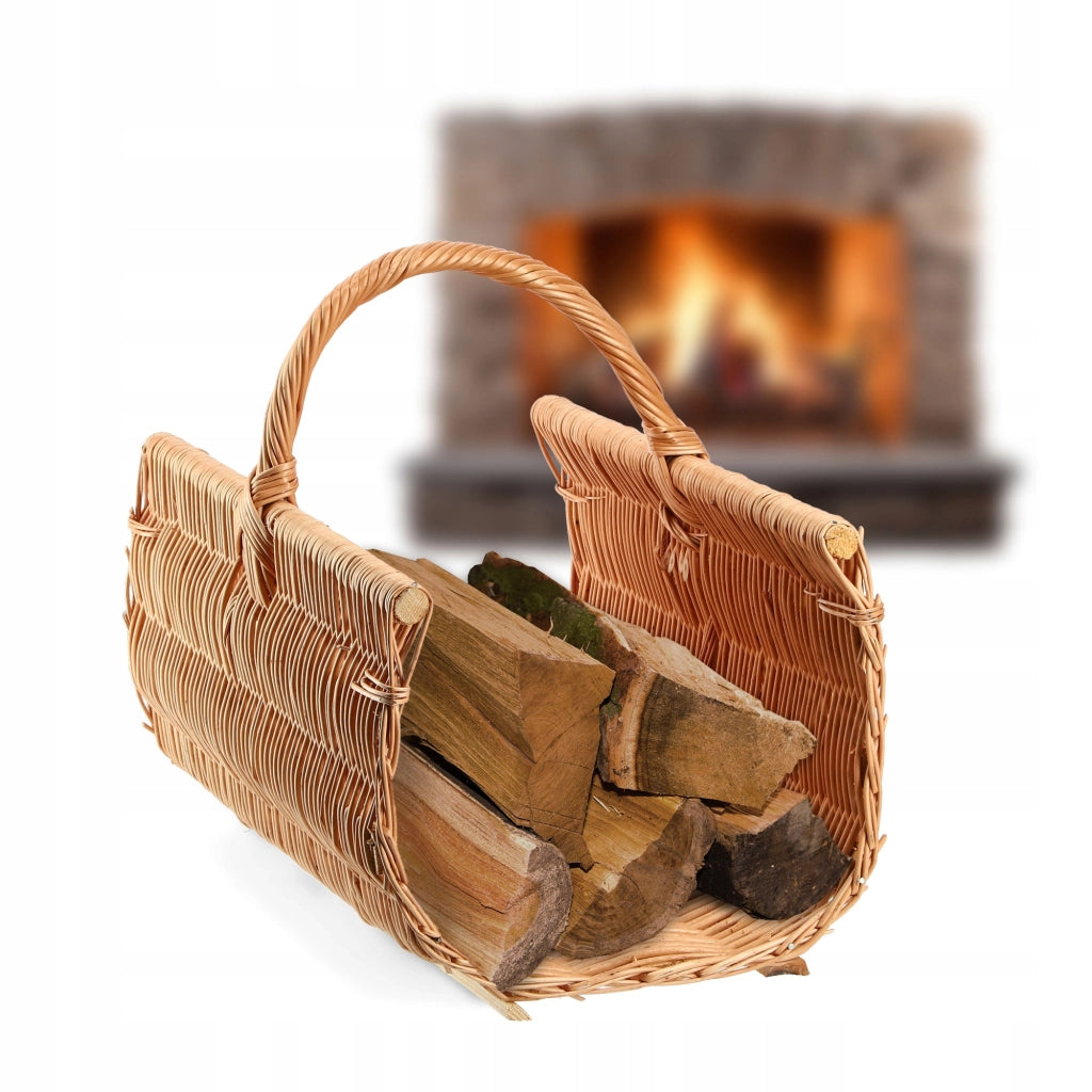 Cesto in vimini KADAX per legna da ardere, cesto per camino, contenitore robusto