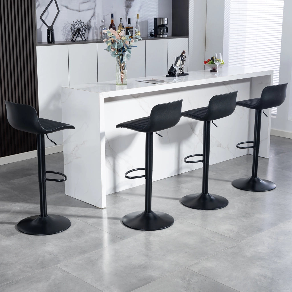 Sgabelli da bar set da 2 girevoli con altezza regolabile schienale ergonomico seduta imbottita in metallo nero