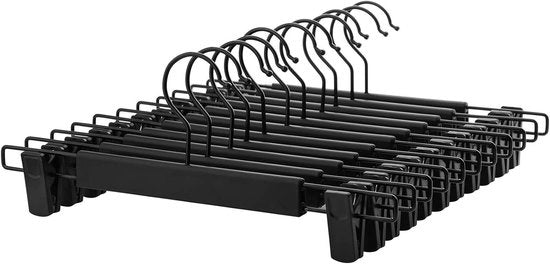 Set di appesi con 12 appesi con clip - Alta capacità di carico e spazievendita - Manico 360° girevole - 35,5 cm di lunghezza - Nero