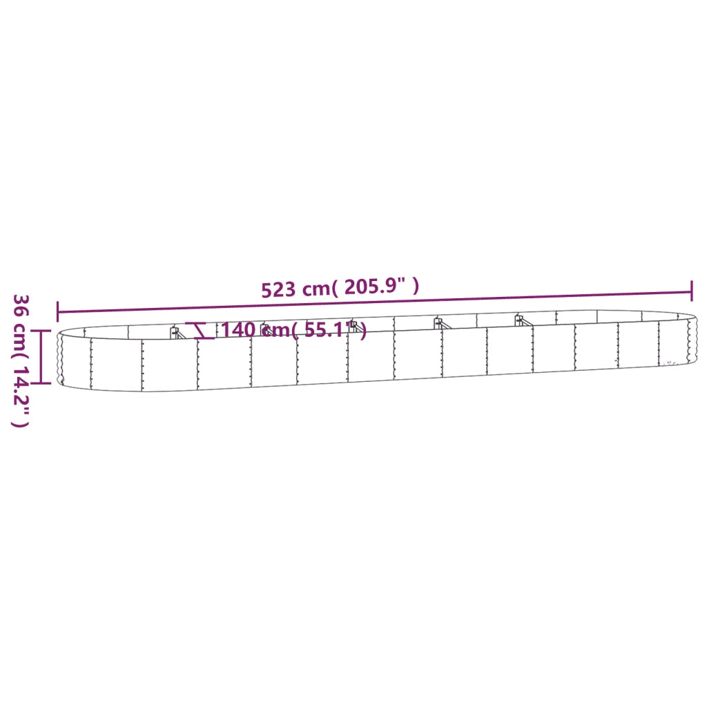 Letto Giardino Acciaio Zincato 523x140x36cm Grigio 319044