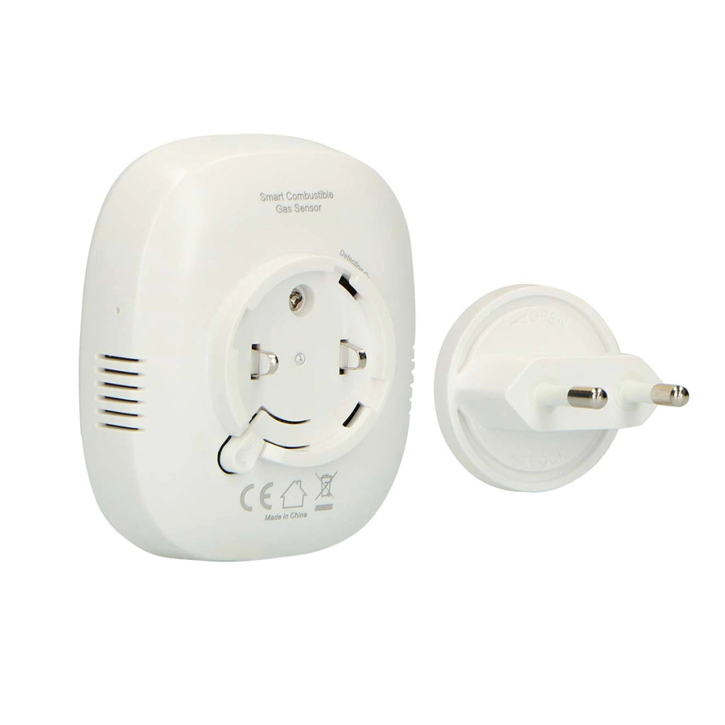 Rilevatore di Gas Metano a Presa con Allarme Sonoro 70 dB Certificato EN50194 Bianco / Grigio Alecto
