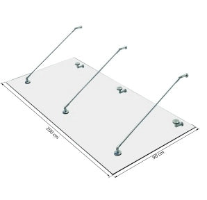 Pensilina in vetro temperato trasparente con supporti inox