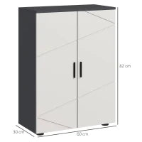 kleankin Mobiletto Bagno 2 Ante in Legno con 3 Ripiani e Chiusura Ammortizzata, 60x30x82cm, Grigio