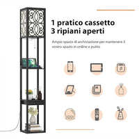 Lampada a Stelo con Ripiani e Cassetto, Lampada a Piantana Moderna con 2 Porte USB, Lampada da Terra per Salone e Camera da Letto, 26 x 26 x 160,5 cm (Modello 2)